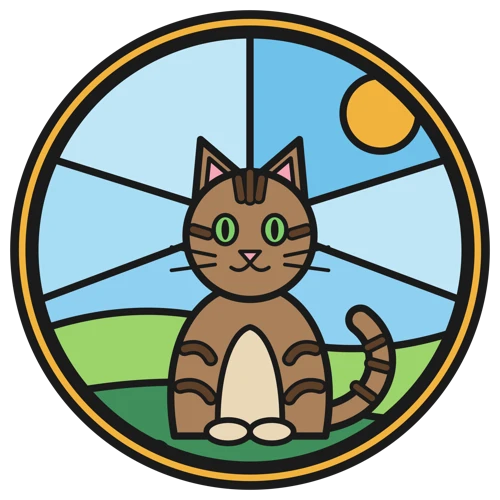 Nala Banks emblem: a cat in a round stained glass window