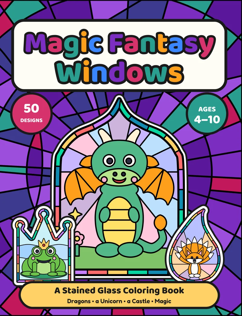 Magic Fantasy Windows coloring book cover