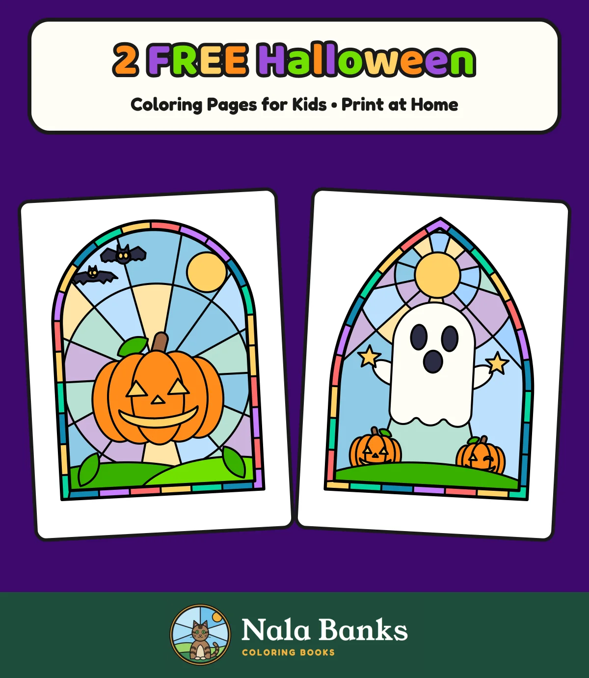 Two free Halloween coloring pages