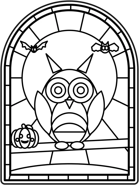 Owl in the Moonlight page as black and white line art
