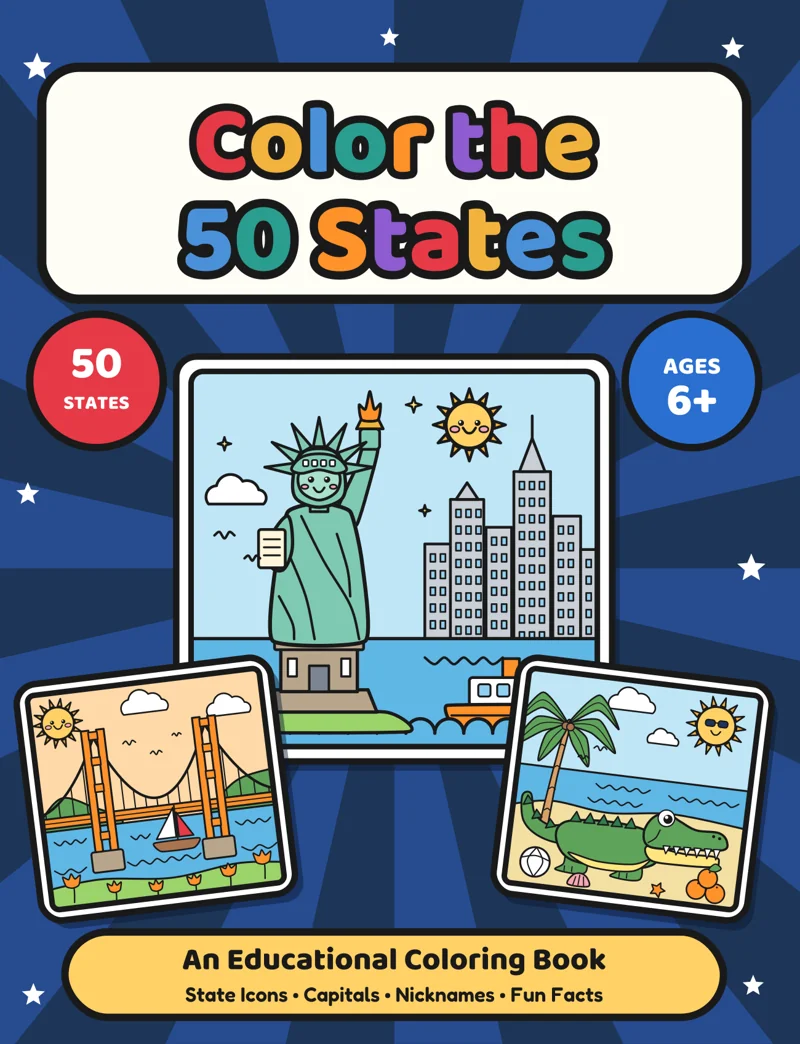 Color the 50 States coloring book cover