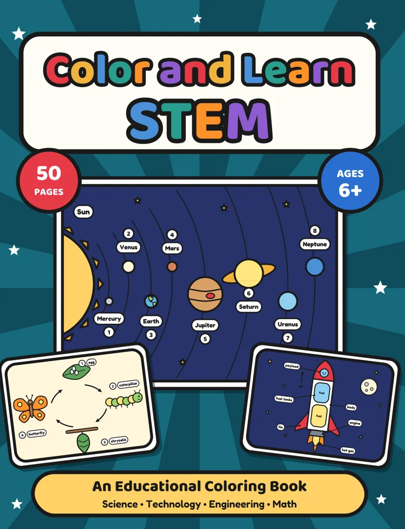 Color and Learn STEM coloring book cover