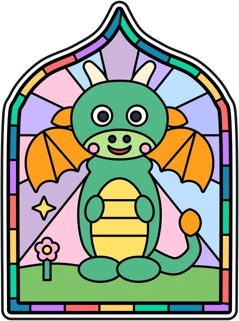Baby Dragon stained glass coloring page
