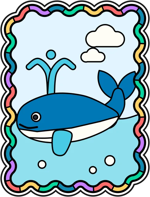 Blue Whale stained glass coloring page