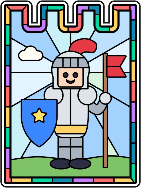 Brave Knight stained glass coloring page
