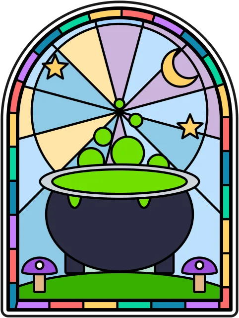 Bubbling Cauldron stained glass coloring page