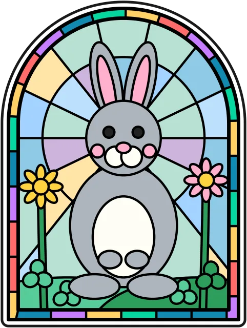 Bunny in the Clover stained glass coloring page