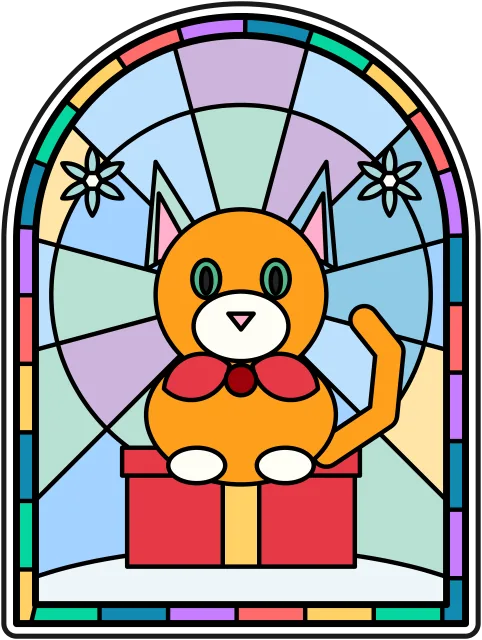 Christmas Kitten stained glass coloring page