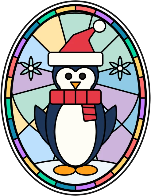 Christmas Penguin stained glass coloring page