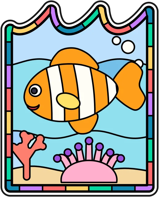 Clownfish stained glass coloring page