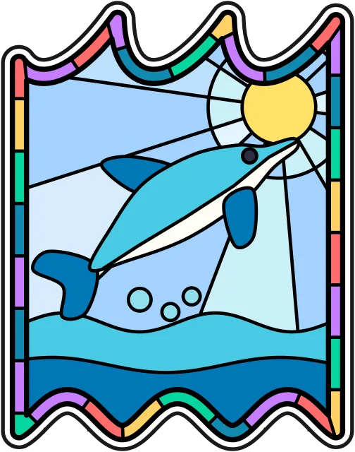 Dolphin stained glass coloring page