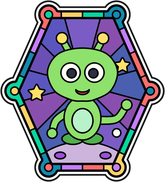 Friendly Alien stained glass coloring page