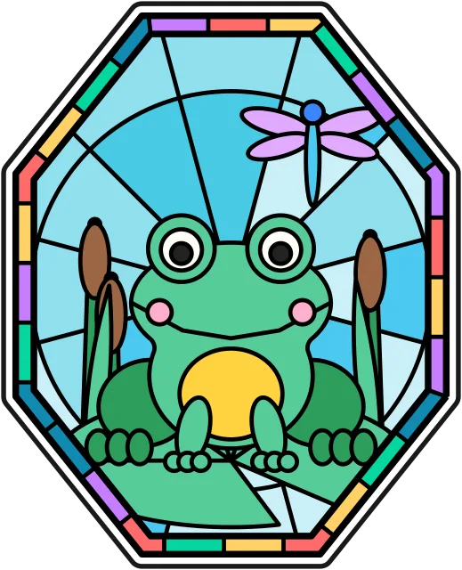 Frog on a Lily Pad stained glass coloring page