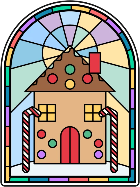 Gingerbread House stained glass coloring page