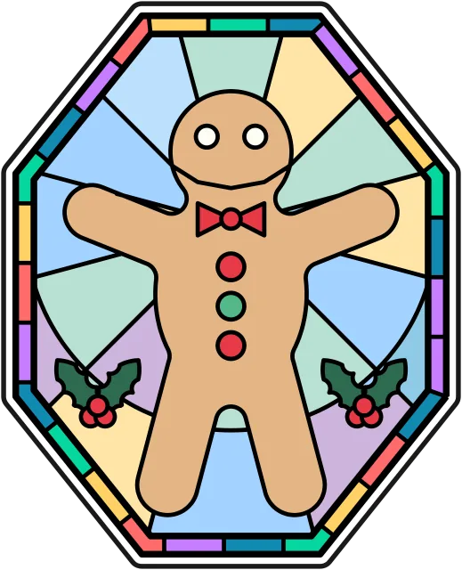 Gingerbread Man stained glass coloring page