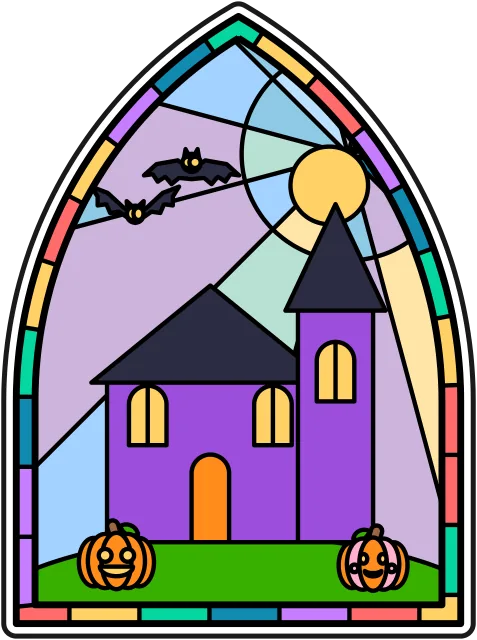 Haunted House stained glass coloring page
