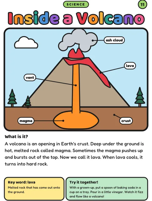 Inside a Volcano coloring page