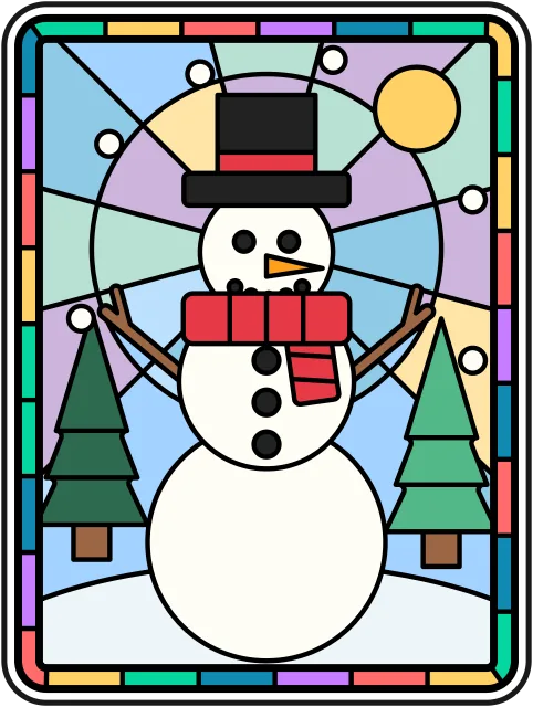 Jolly Snowman stained glass coloring page