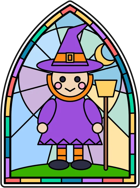 Little Witch stained glass coloring page