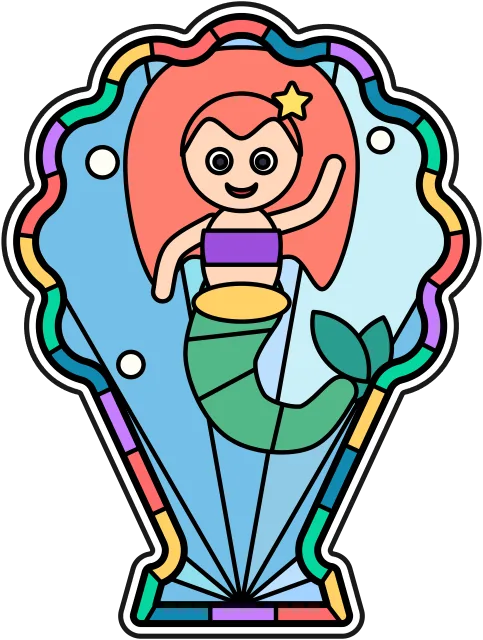 Mermaid stained glass coloring page