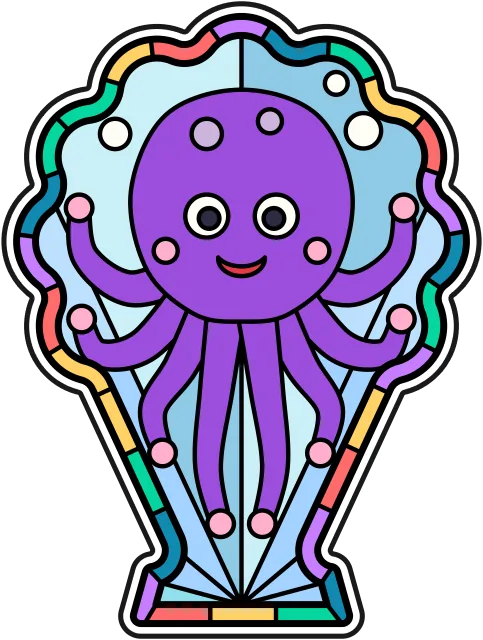 Octopus stained glass coloring page