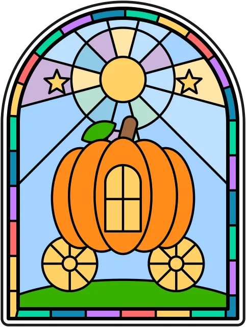 Pumpkin Carriage stained glass coloring page