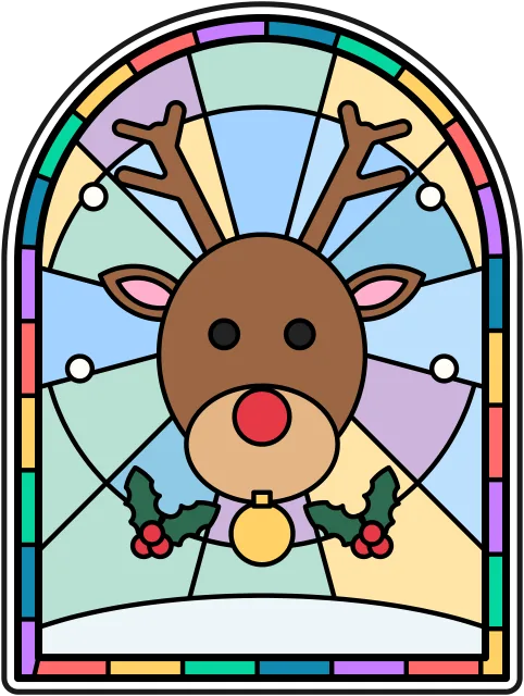 Red-Nosed Reindeer stained glass coloring page