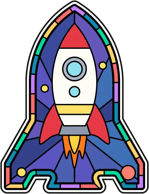 Rocket Ship stained glass coloring page