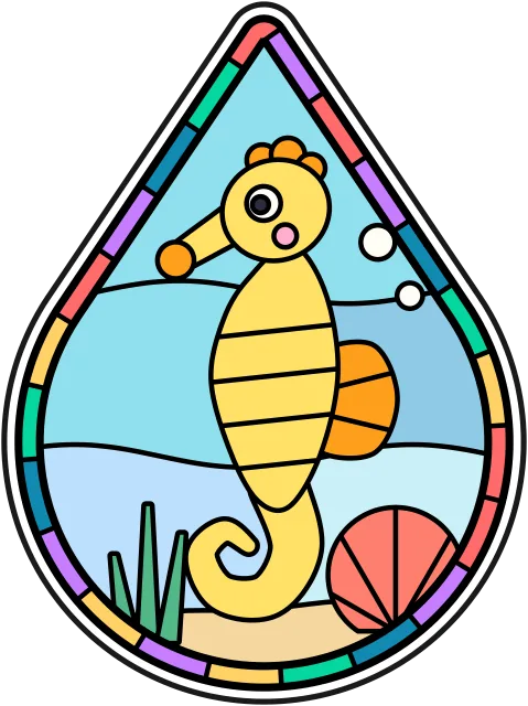 Seahorse stained glass coloring page