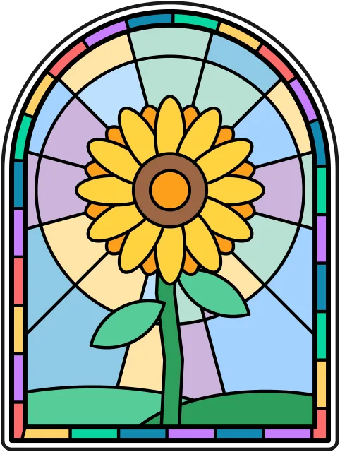 Sunny Sunflower stained glass coloring page