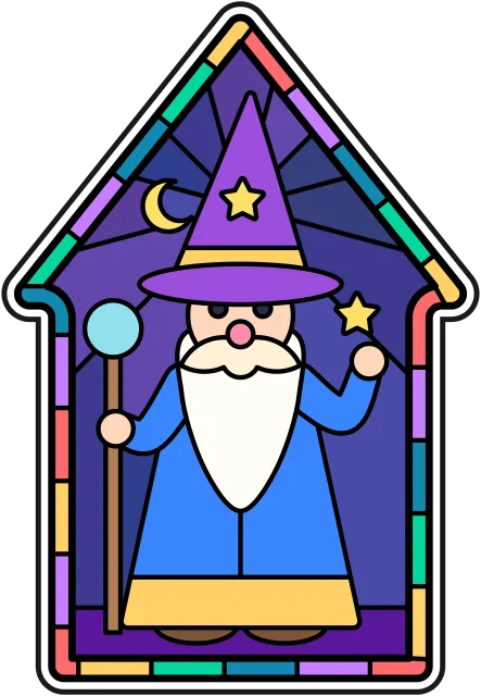Wizard stained glass coloring page